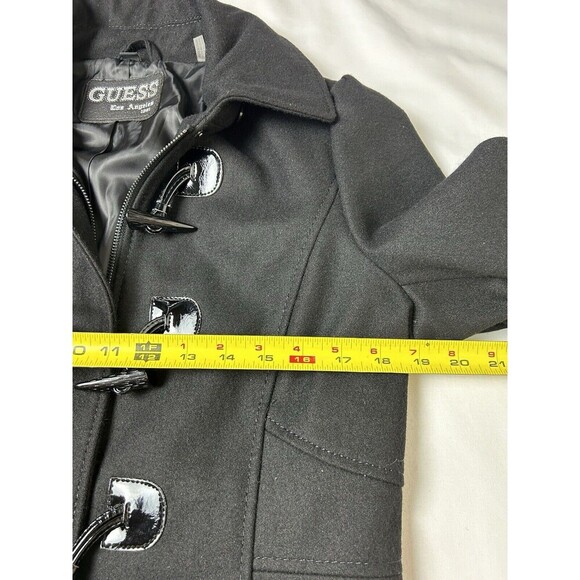 Guess Black Wool Pea Coat. Iconic Retro Buttons. Size Large SKU BR15 - Picture 3 of 10